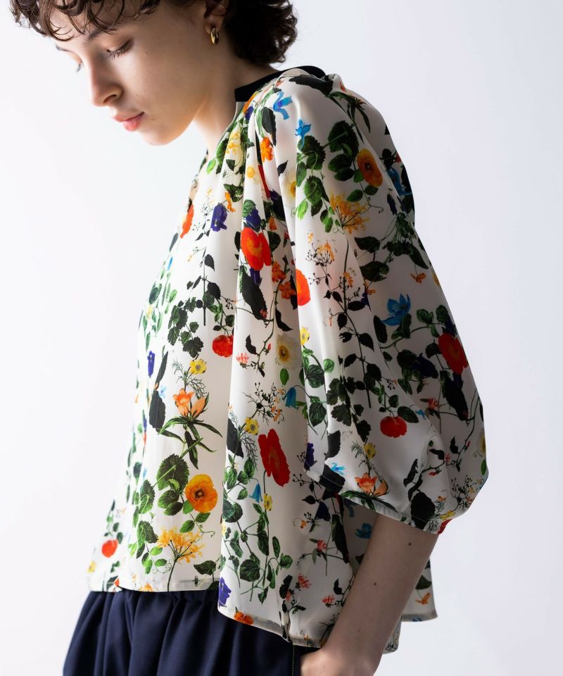 【追加⑧】ボタニカル柄ボリューム袖プルオーバー*オフホワイト*【手洗い可能】＜NMS2-LBL13＞