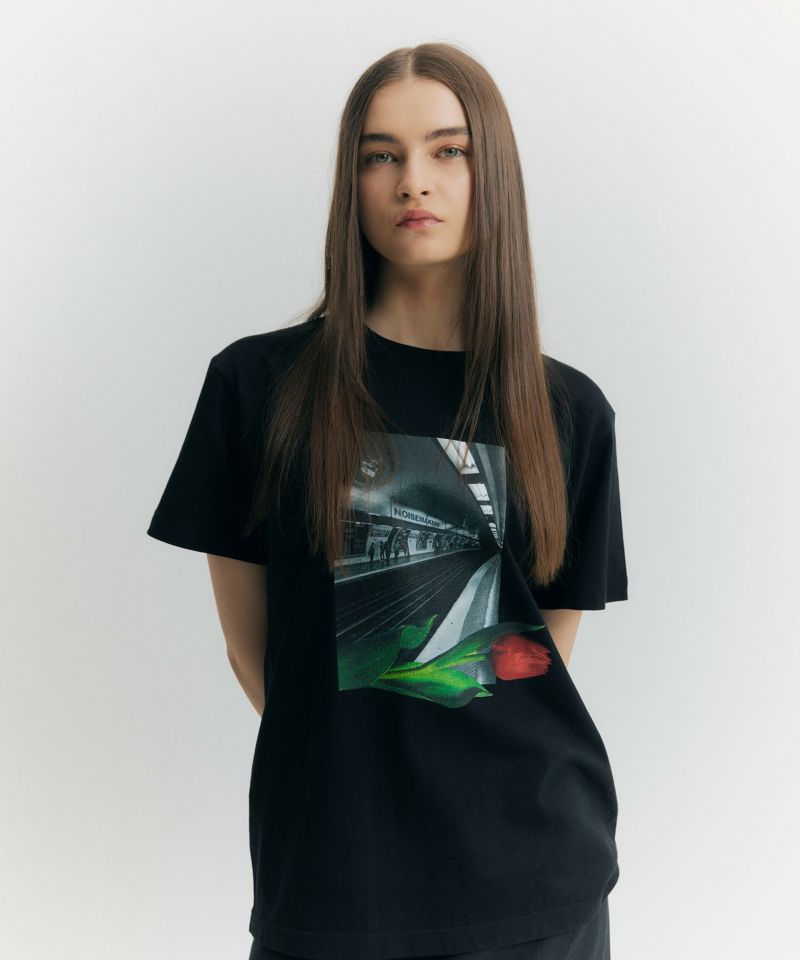 フラワープリントTシャツ*ブラック*＜NMS2-UT10L＞