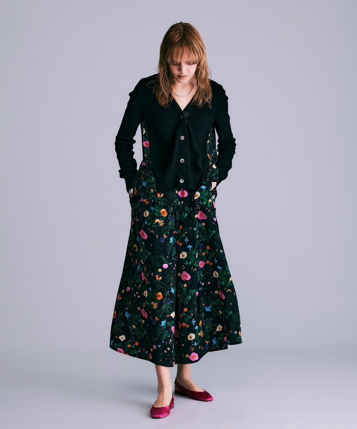 追加②】ボタニカル柄ガウチョパンツ*ブラック*＜NMS1-LP90＞ | NOISE