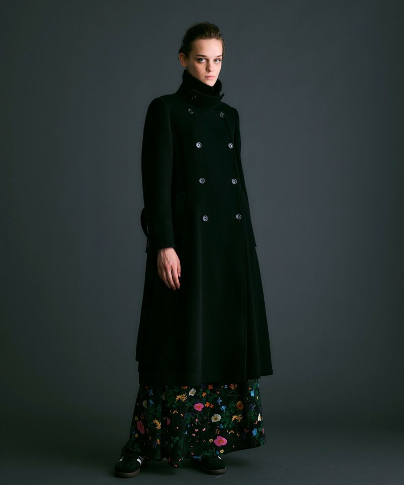 CREPE DE CHINE REGULAR COLLAR LOOSE FIT LONG SHIRT(M Black