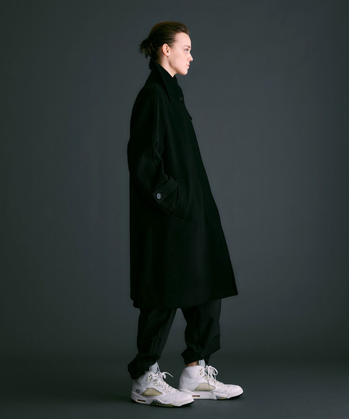 エクセレントビーバー オーバーサイズステンカラーコート*ブラック