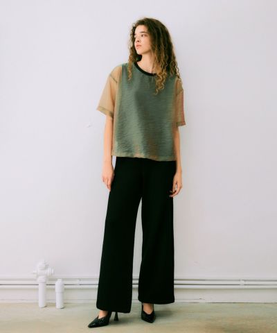 La nature linge レース シアー プルオーバー 日本製 ブラック La nature linge】シアーチュールプルオーバー（Tシャツ