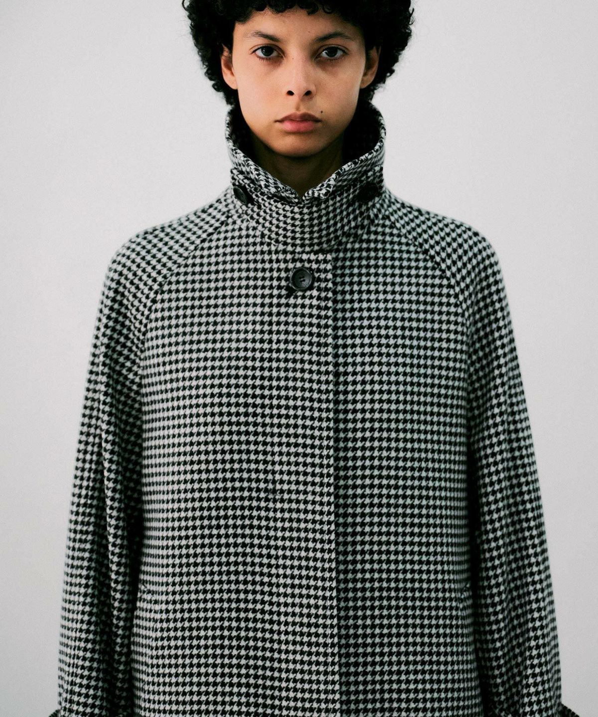 super120's千鳥オーバーサイズステンカラーコート*ブラック*＜NMA4