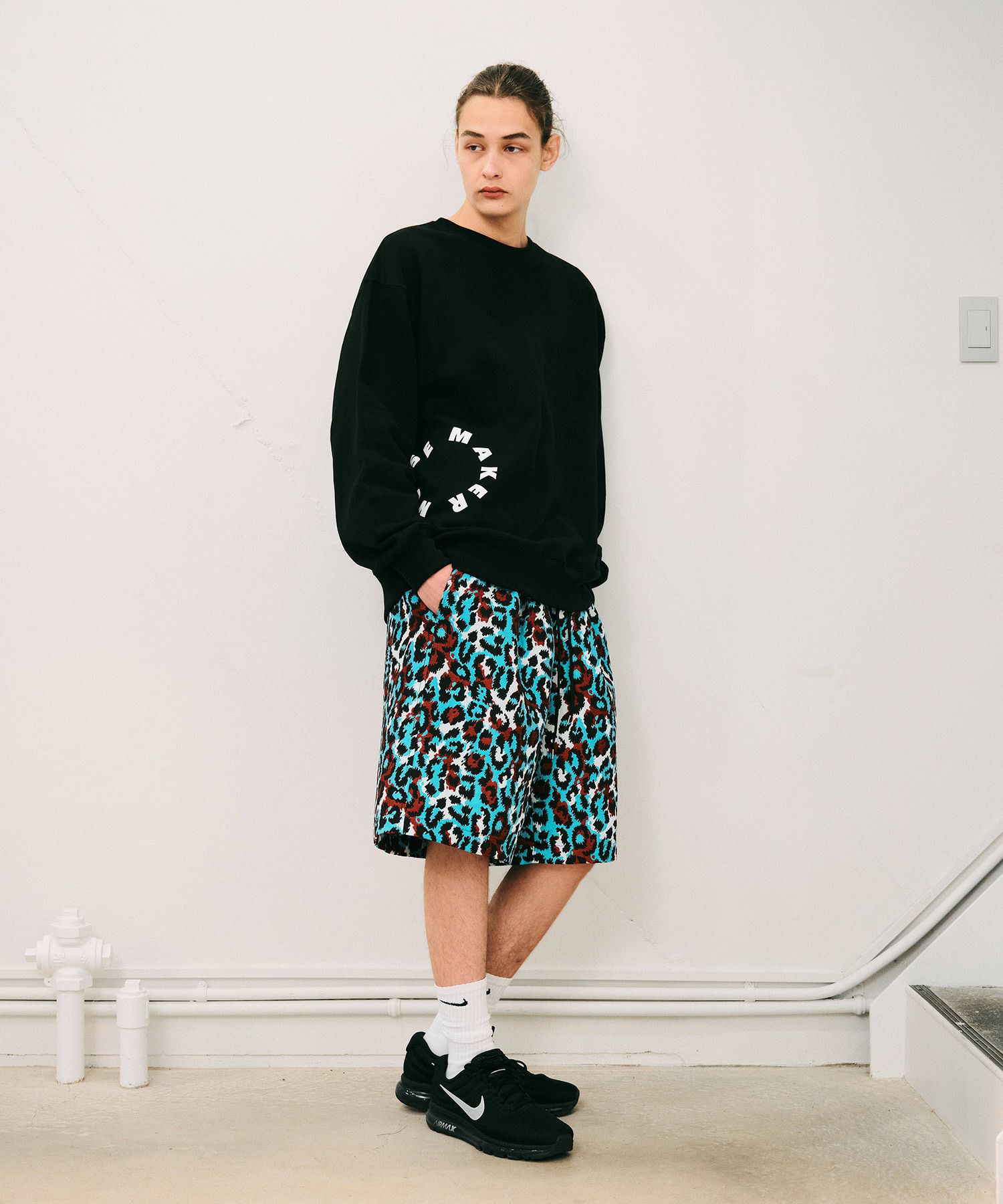 MEN】レオパードジャガード織ショートパンツ*ブルー×ボルドー*＜NMS1