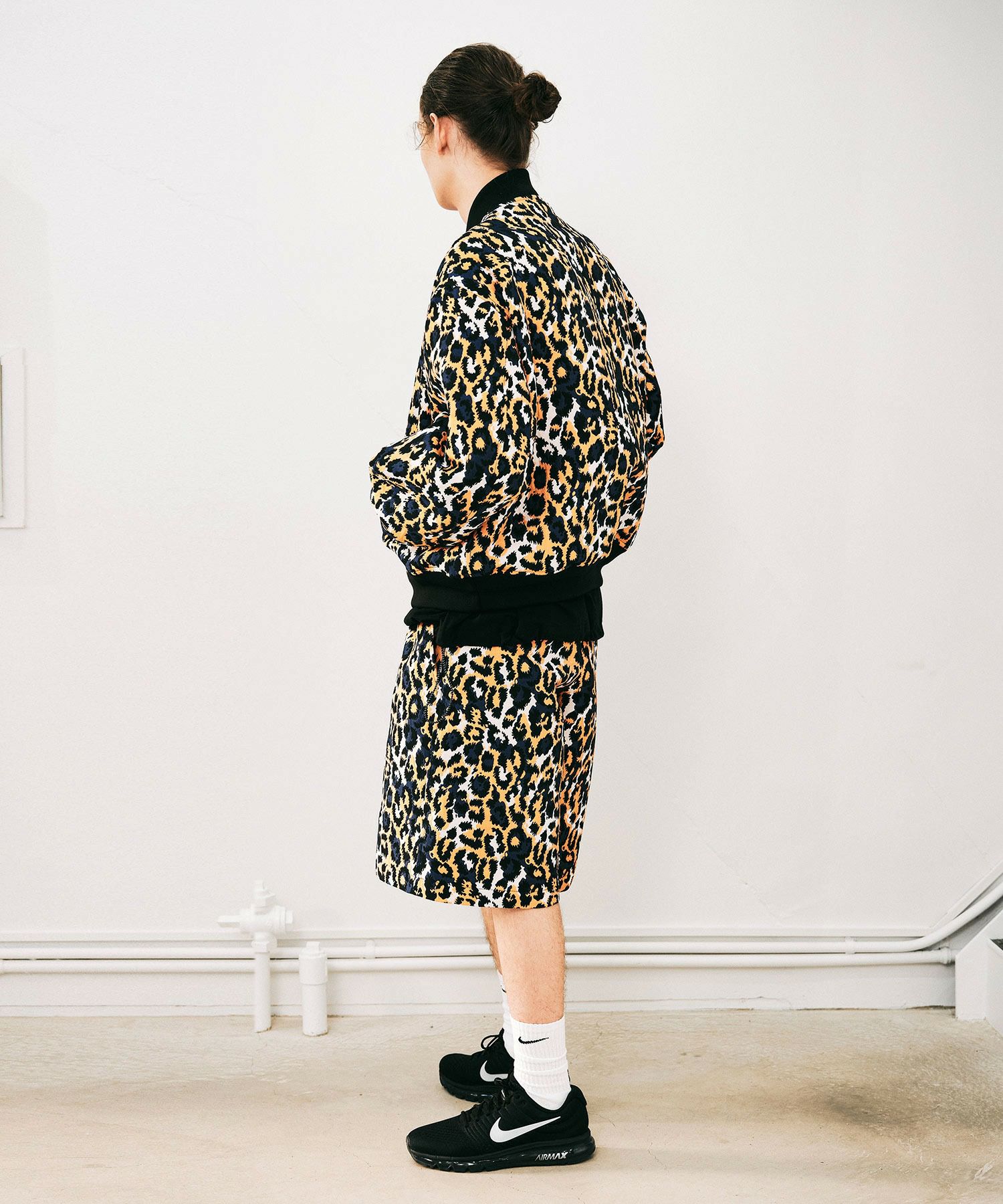 MEN】レオパードジャガード織オーバーサイズブルゾン*オレンジ×ブルー